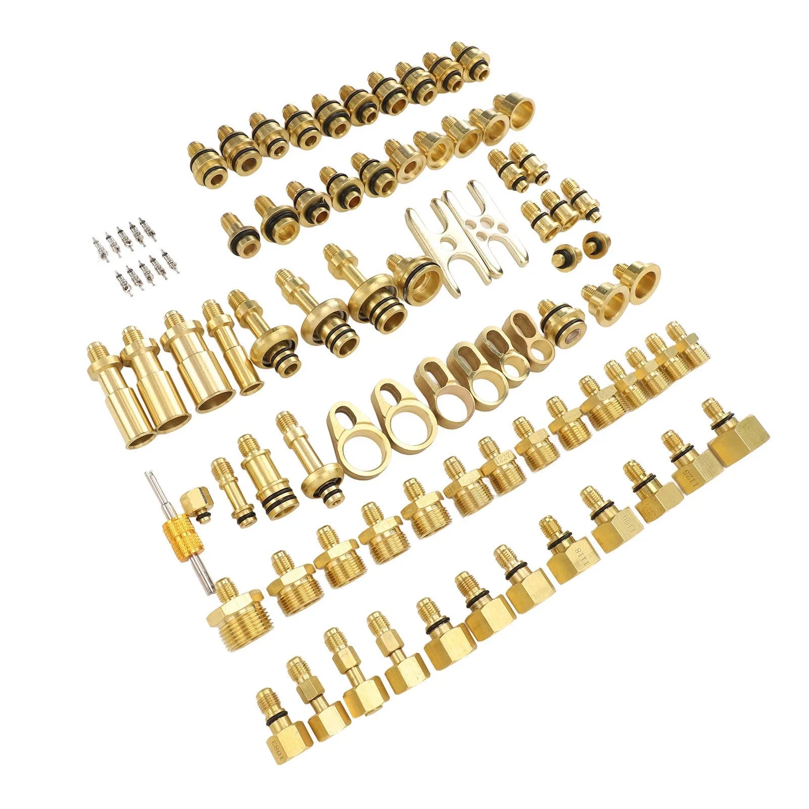 77Pcs Car Air Conditioning Leak Test Kit Brass Ac Leak Detection Tools Connector Repair Kit for Car Auto AC