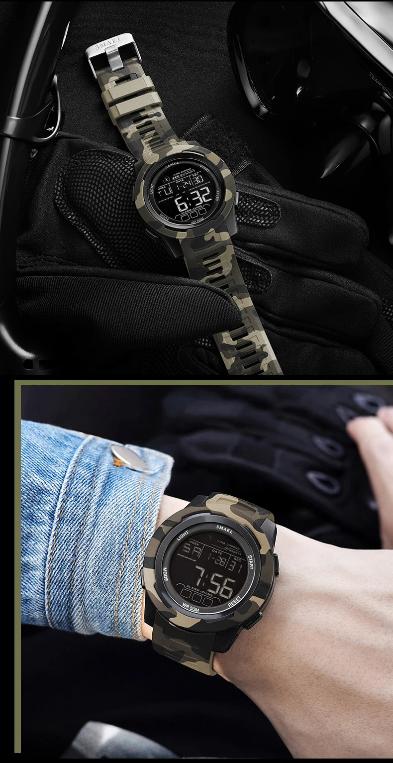 New SMAEL 8105 Watches Camo Strap Military Sport Watch for Men Clock Fashion Digital Wristwatch Waterproof Shockproof Watches