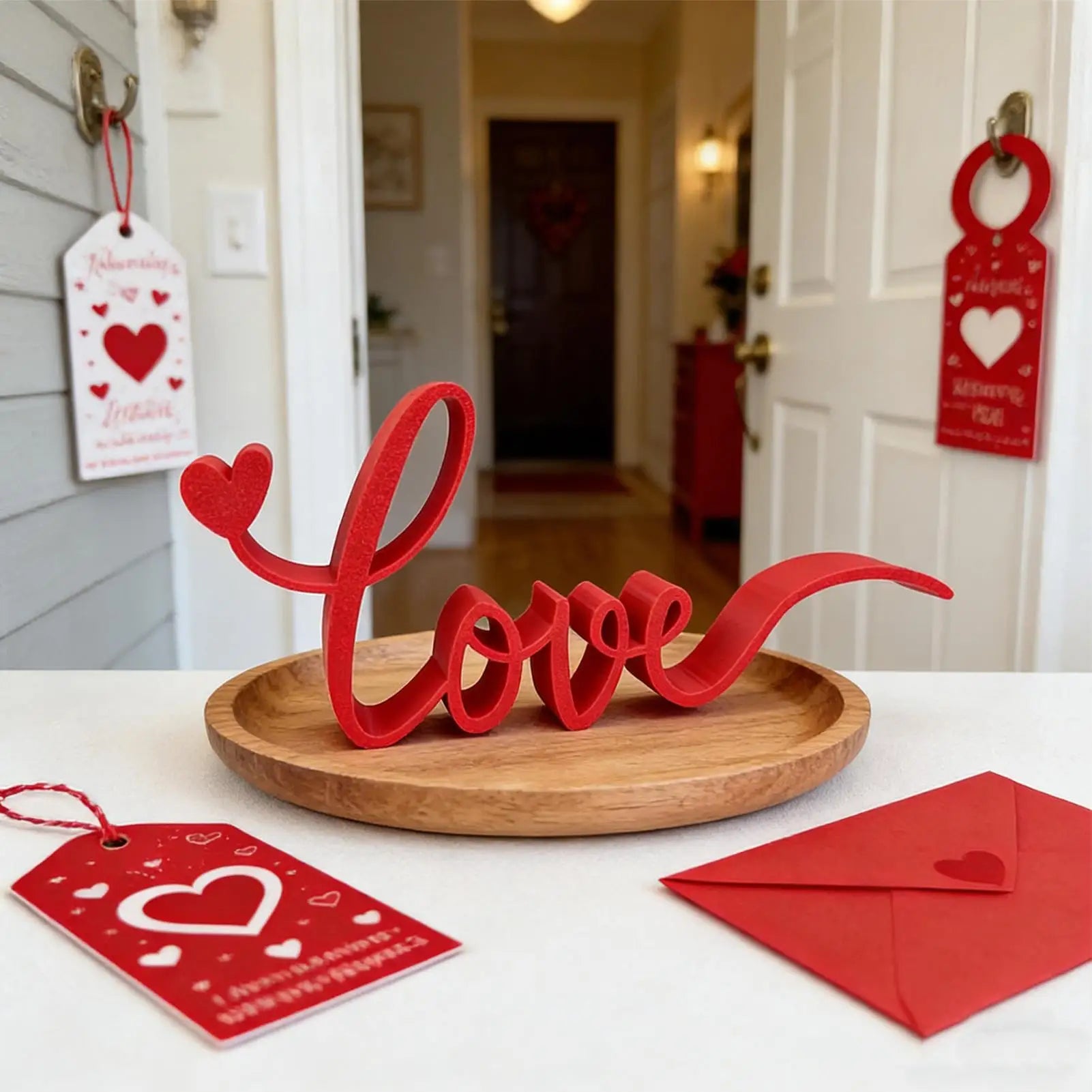 Love Letter Tabletop Decor Blocks Red Love Sign Centerpiece Romantic Home Decor For Home Bedroom Hotel Valentine Wedding Party