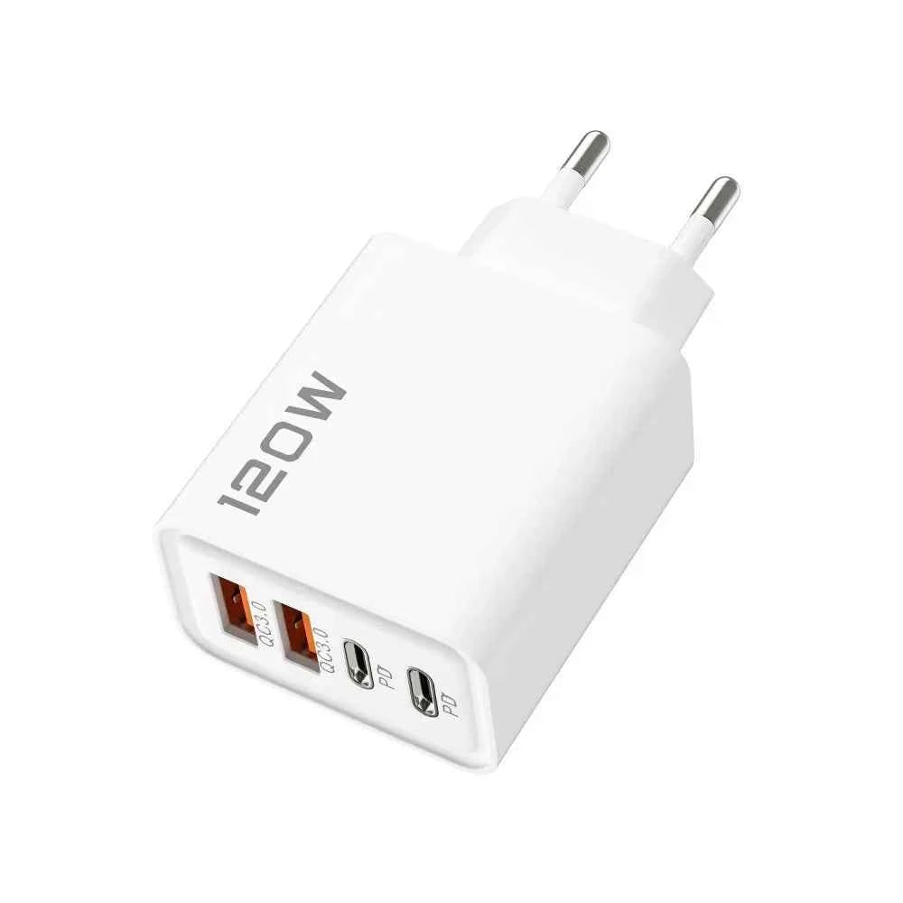 Total 120W Phone Charger Fast Charging Quick Charger PD USB Type C Wall Adapter For iPhone 16 15 Xiaomi 14 Huawei Redmi Oneplus
