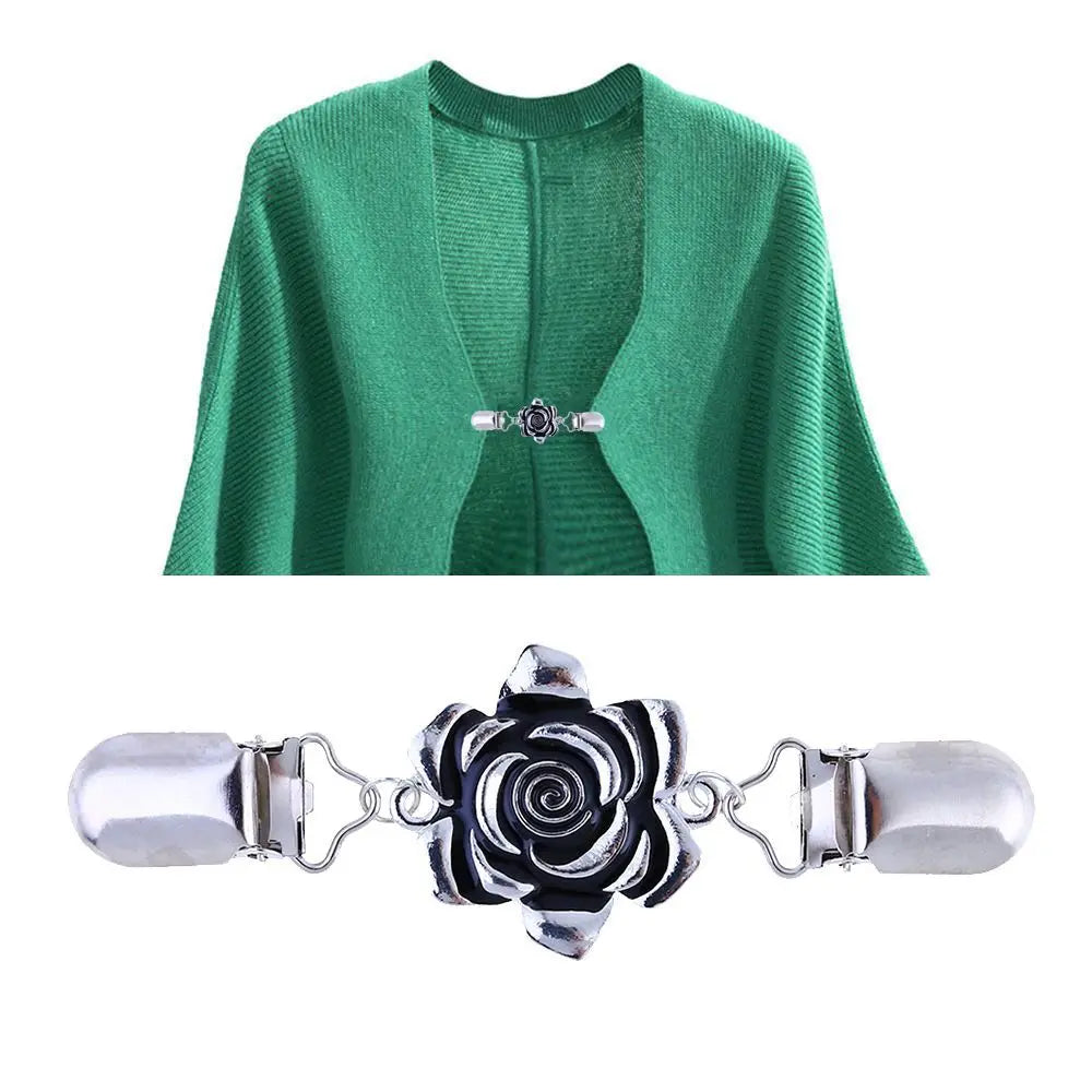 Rhinestone Clothing Metal Holder Sweater Shawl Clips Duck-mouth Plated Clasps Cardigan Collar Clip Butterfly Bow Brooches
