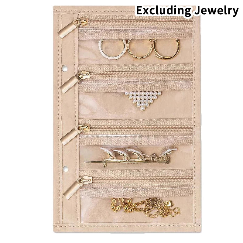 Waffle Pattern Jewelry Organizer PU Leather Anti Tarnish Storage Pouch with Multiple Compartments for Travel
