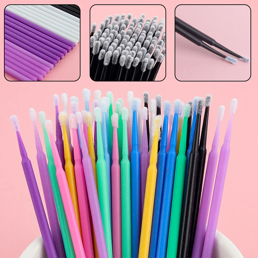 500/1000PCS Eyelash Brushes Crystal Swab Microbrushes Eyelash Extension Brush Grafting Lash Removing Applicators Makeup Tool