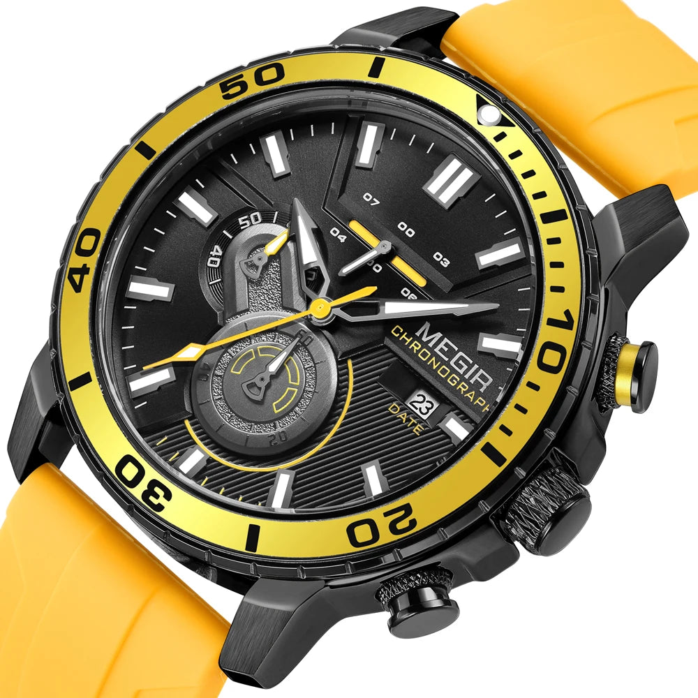 MEGIR Men Wristwatch Fashion Casual Quartz Date Watches Luxury Male Clock Chronograph Multifunctional 30M Waterproof Sport