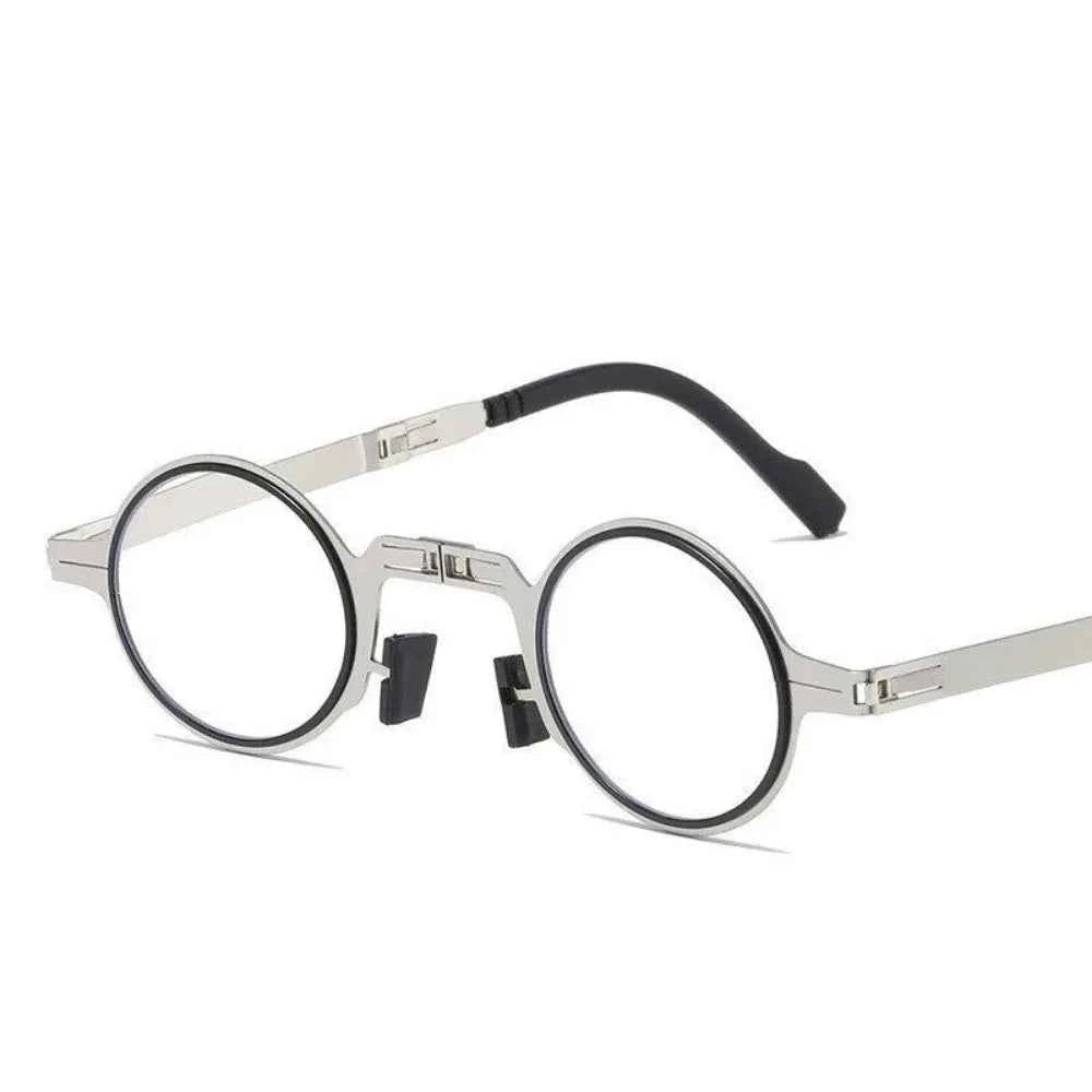 Retro Folding Reading Glasses for Men / Women Metal Frame Anti-blue Light Eyeglasses with Free Case