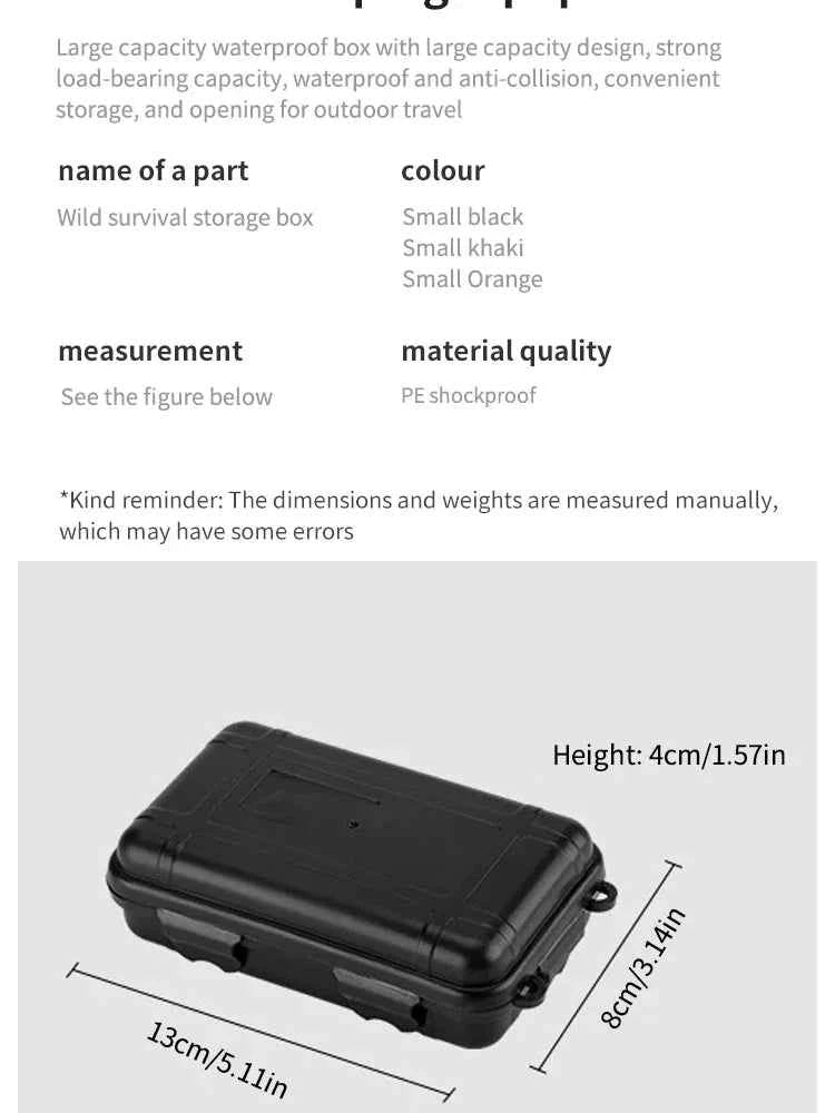 EDC Tool Box Outdoor Camping Survival Kit Shockproof Waterproof Case Sealed Box Outdoor Survival Storage Box Small.