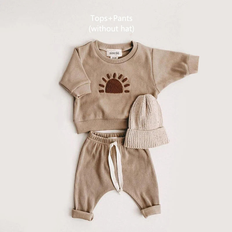 2024 Spring Fashion Baby Clothing Baby Girl Boy Clothes Set Newborn Sweatshirt + Pants Kids Suit Outfit Costume Sets Accessories
