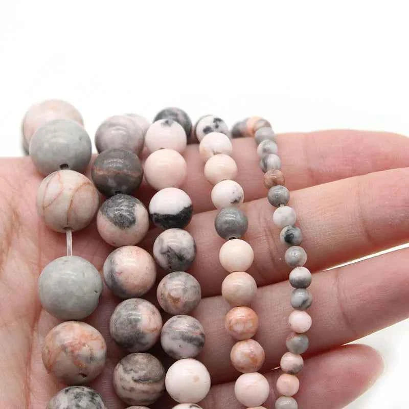 4/6/8/10/12mm natural stone beads Matte Pink Zebra Jaspers round loose bead spacer Beads for jewelry Making Bracelet Necklace 15