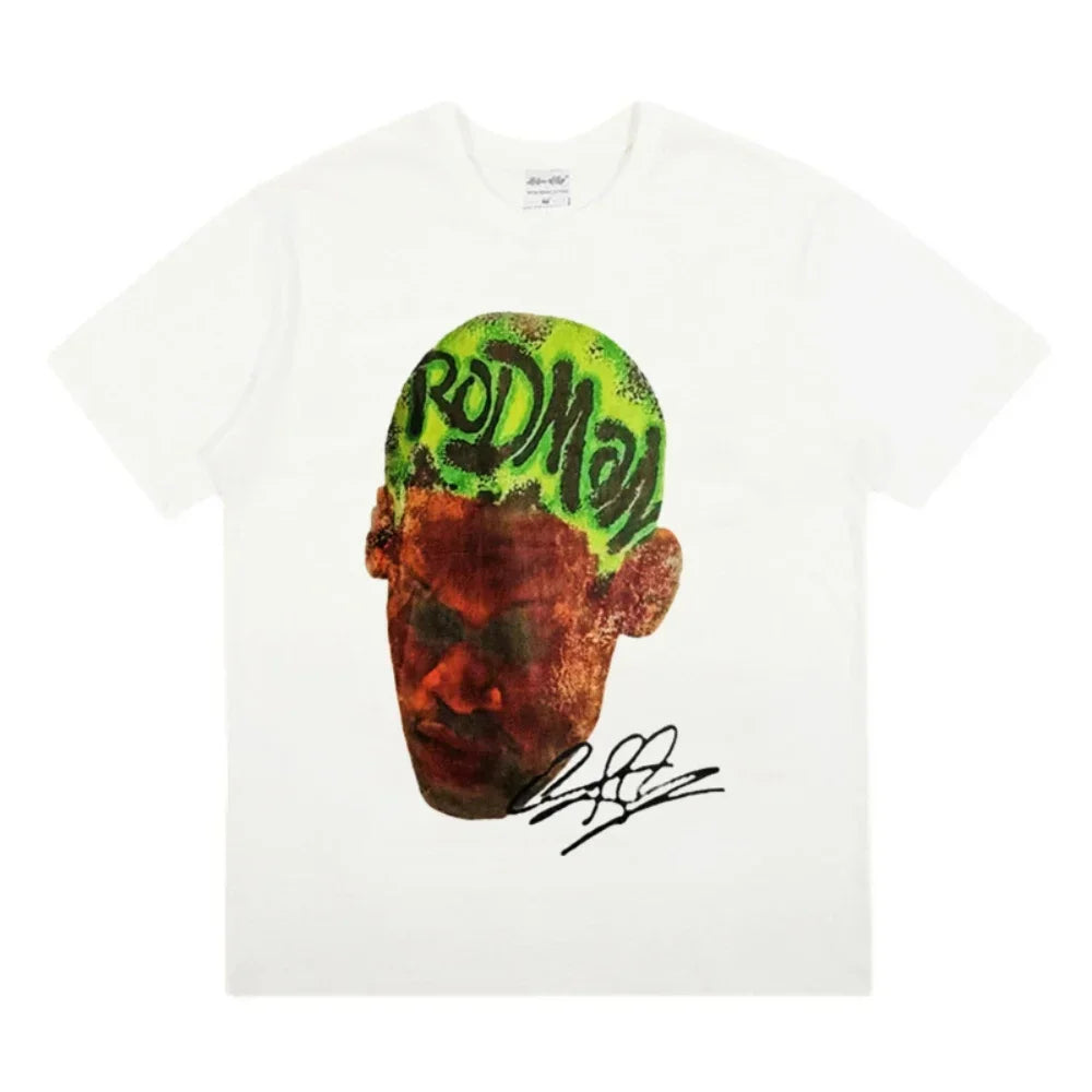 Fashion Men Women T-shirt Rodman American Street Big Head Crew Neck Short Sleeve Cotton T-Shirt Loose Street Wear Tops Clothing