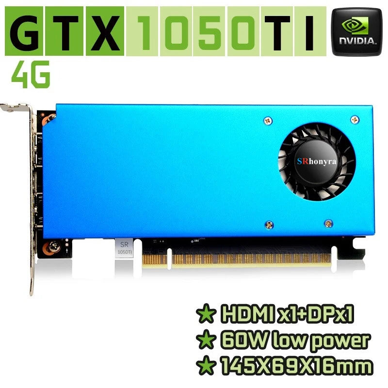 SRhonyra Low Profile Graphics Card 4GB GT730 RX550 GT1030 GTX1050 GTX1050Ti Half Height PCIe Video Card For SFF Thin ITX HTPC