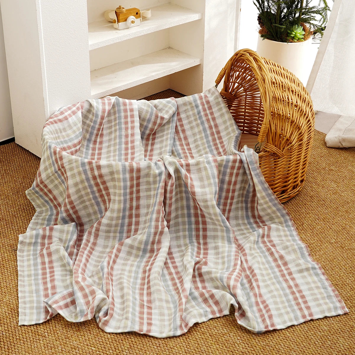 Elinfant 100% Cotton 120*110cm 2 Layers Newborn Baby Bath Towel Wrap Muslin Swaddle Blankets Wholesale Dropshipping