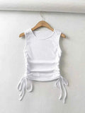 2025 Summer NEW Arrival Women Solid Color Sexy Causal Crop Top With String Both Side Club For Fashion Ladies
