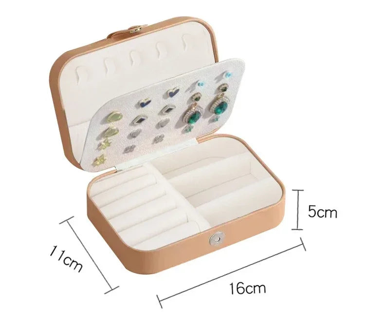 Portable Jewelry Box Jewelry Organizer Display Travel Jewelry Case Boxes Button Leather Storage Zipper Jewelers Joyero