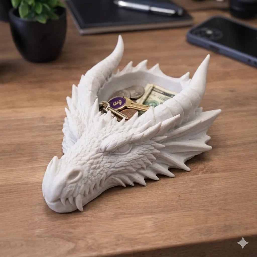 Dragon Head Resin Storage Tray Key Holder Jewelry Organizer Gothic Entryway Decor for Keys Coins Rings Gift for Dragon Lovers