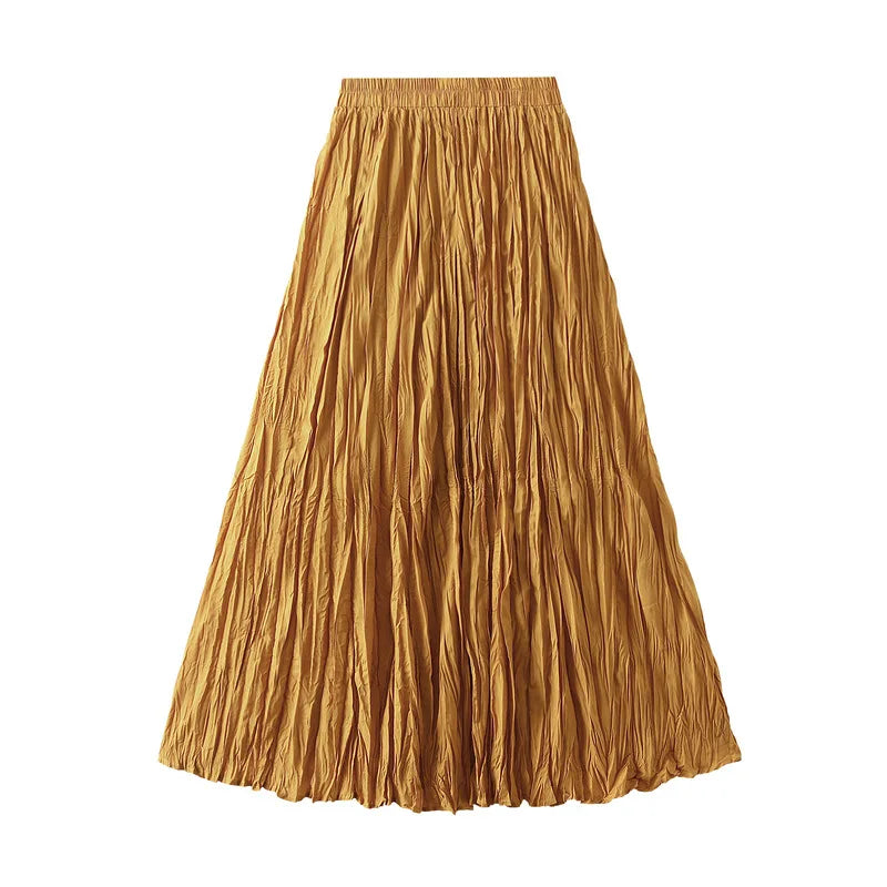 Fashion Pleated A-line Skirts for Women Casual Saia Midi Harajuku Long Skirt Jupe Femme Vintage Streetwear Faldas Woman Clothes