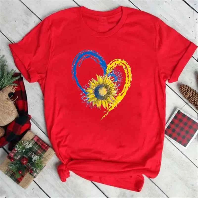 Ukraine Flag Sunflower Vintage Ukrainian Ukraine Print Women Graphic T Shirt Summer Casual Oversized T Shirt