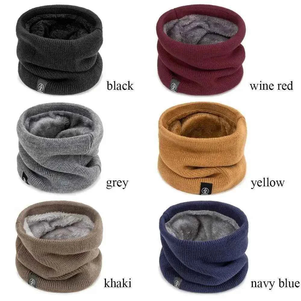 Warm Winter Ring Scarf Women Men Unisex Solid Plus Velvet Knitted Full Face Mask Snood Neck Scarves Bufanda Thick Muffler 2030