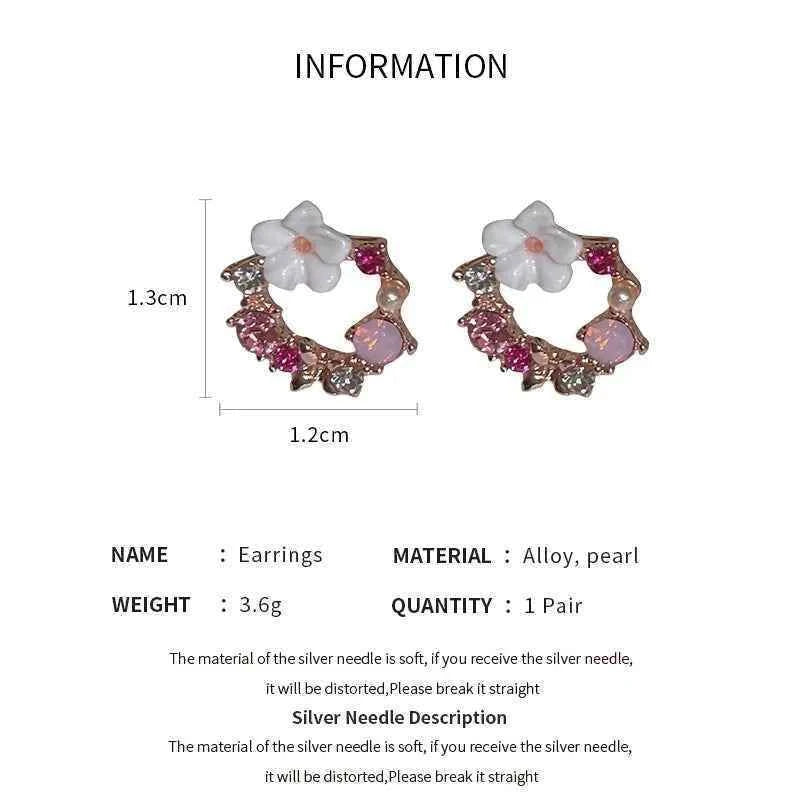 Colorful Flower Earrings Imitation Pearl Geometric Stud Earrings For Women Sweet Elegant Earrings For Party Banquet Jewelry Gift