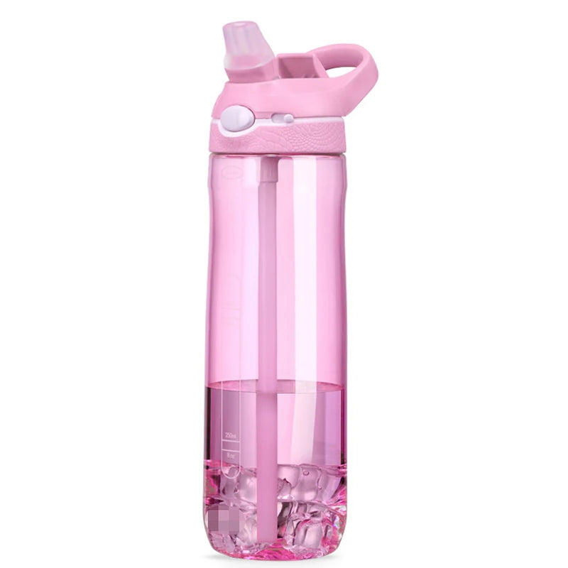 750ml Portable Sports Water Bottle With Straw For Camping Hiking Outdoor Plastic Transparent BPA Free Bottle For Men Drinkware