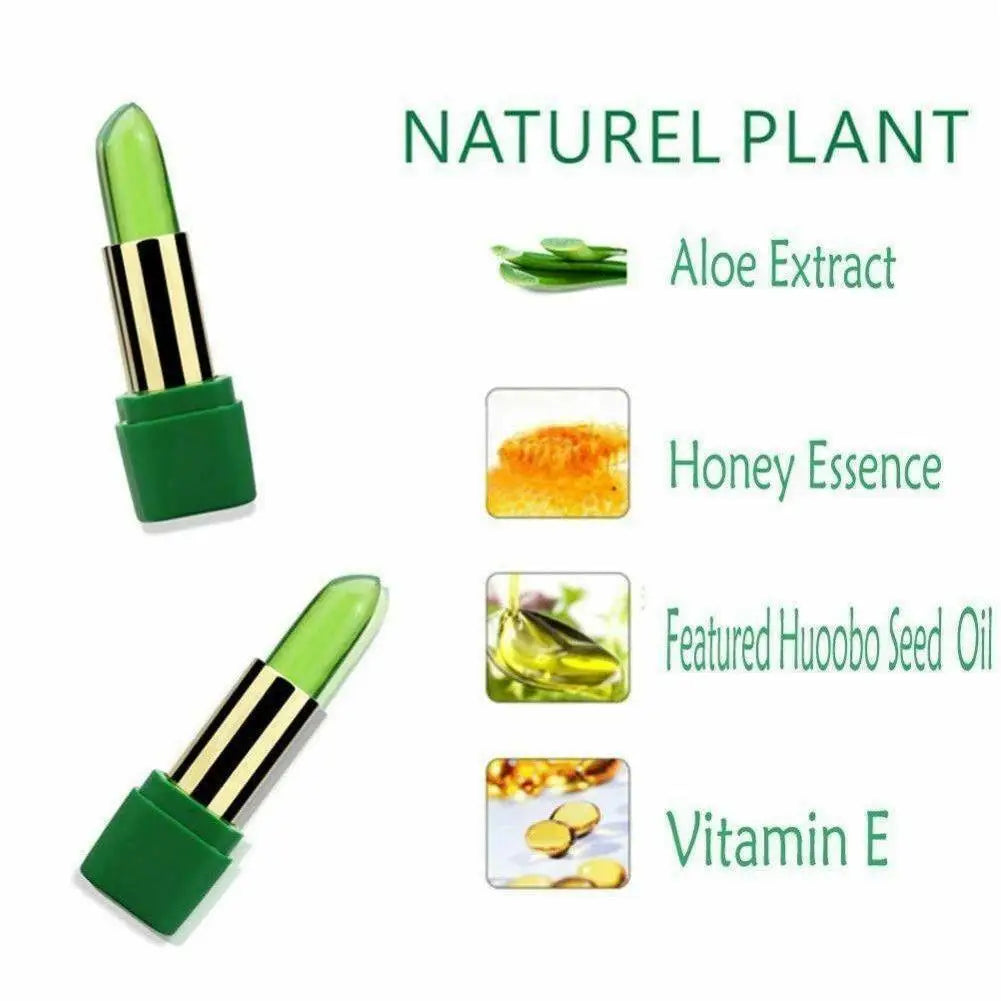 2pcs Aloe Vera Lipstick,Long Lasting Lip Care Nutritious Plumper Lip Balm,Moisturizer Color Changing Jelly Lip Gloss Makeup