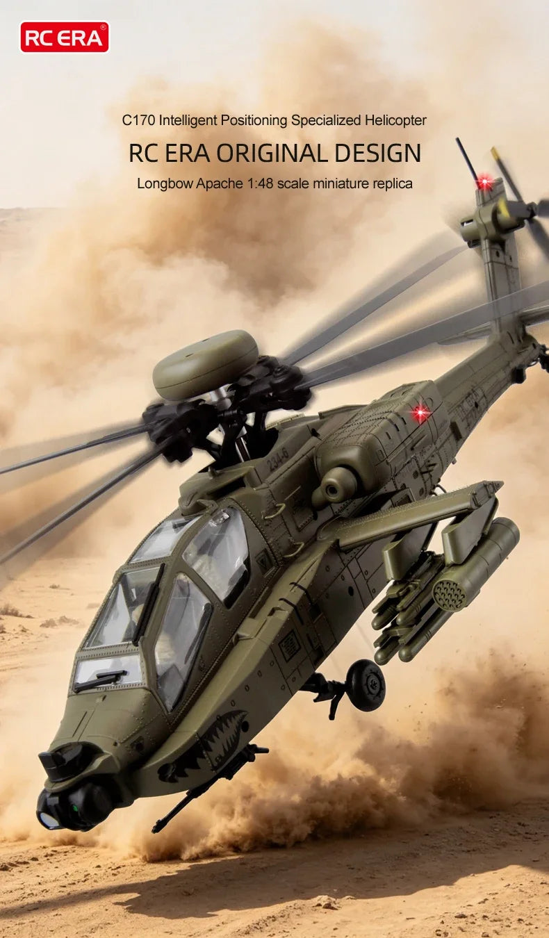 NEW RC ERA C170 RC Helicopter 6CH Optical Flow Positioning Apache Brushless Stunt Armed RC Helicopter Model One-key Inverted Toy