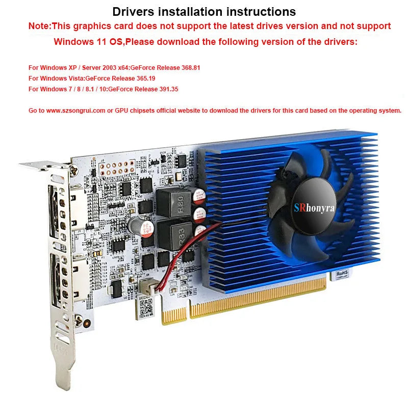 SRhonyra GT730 4GB Graphics Card,1080P GPU GDDR3 2HDMI 2 Monitor Display  PCI-E2.0 16X Low Profile,Computer GPU,1Year Warranty