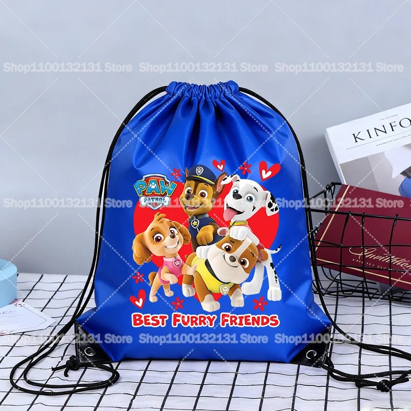 Paw Patrol Drawstring Bags Anime Chase Bundle Pockets Cartoon Portable Polyester Storage Pouches Boys Girls Shoulders Bag Gift