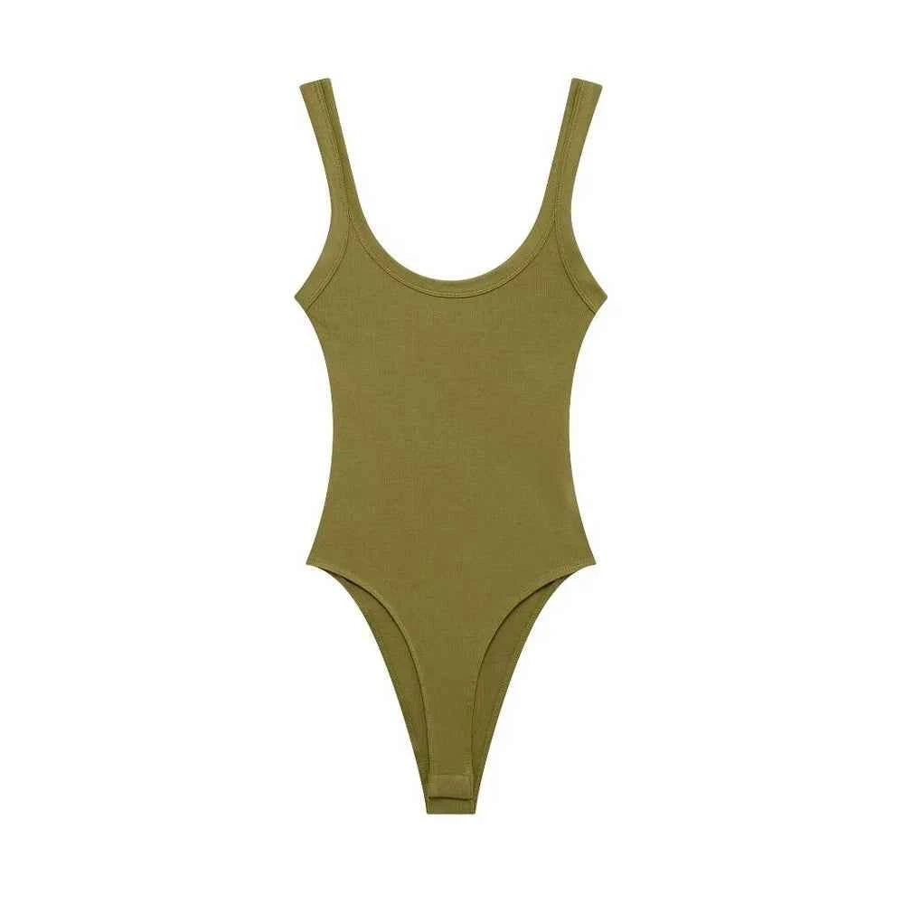 Skinny Ribbed Bodysuits for Women, O Neck, Straps, Snap-Button, Female Playsuits, Sexy Fashion