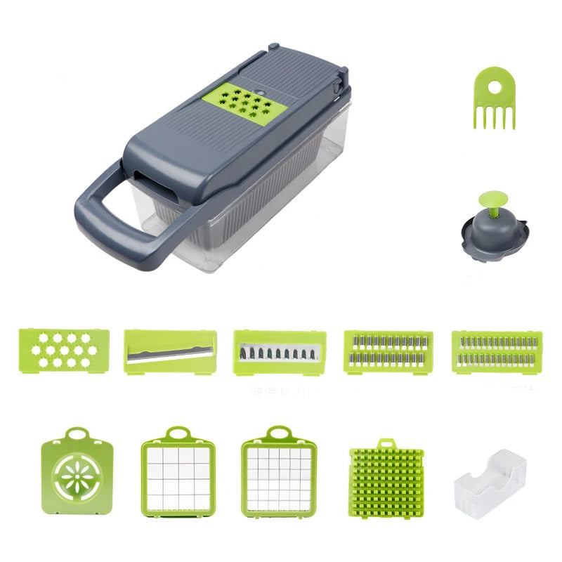 Vegetable Chopper,15-in-1 Multifunctional Food Chopper, Vegetable Cutter with Container for Salad,Potato,Carrot,and Garlic