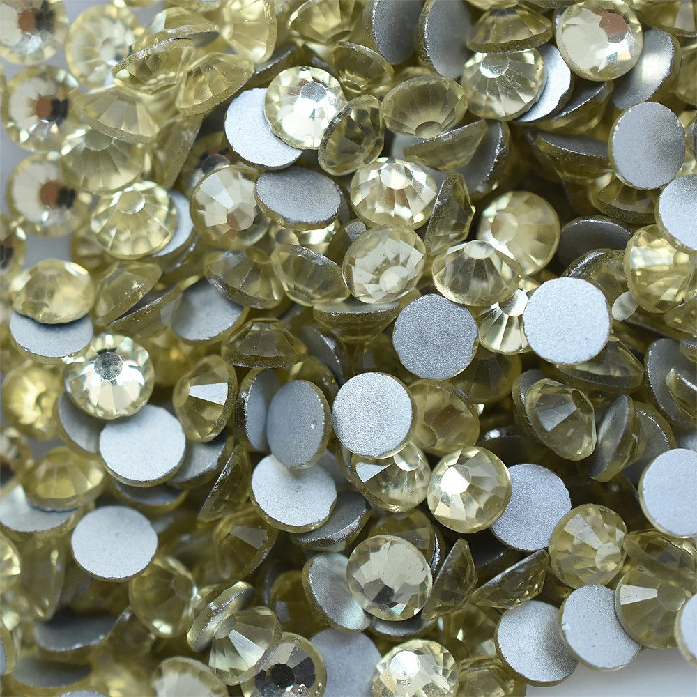 SS4-40 Yellow Citrine Glass Non HotFix Rhinestones Flatback Crystal Strass Glitter for DIY Manicure 3D Nail Art Fabric Garment