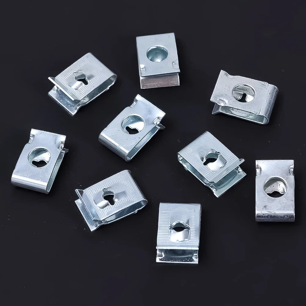 Auto Self-tapping Screw Clips U-clamp with Threaded Nut Clips Auto Fender Fastener Clips for Auto Motorcycle Scooter Parts