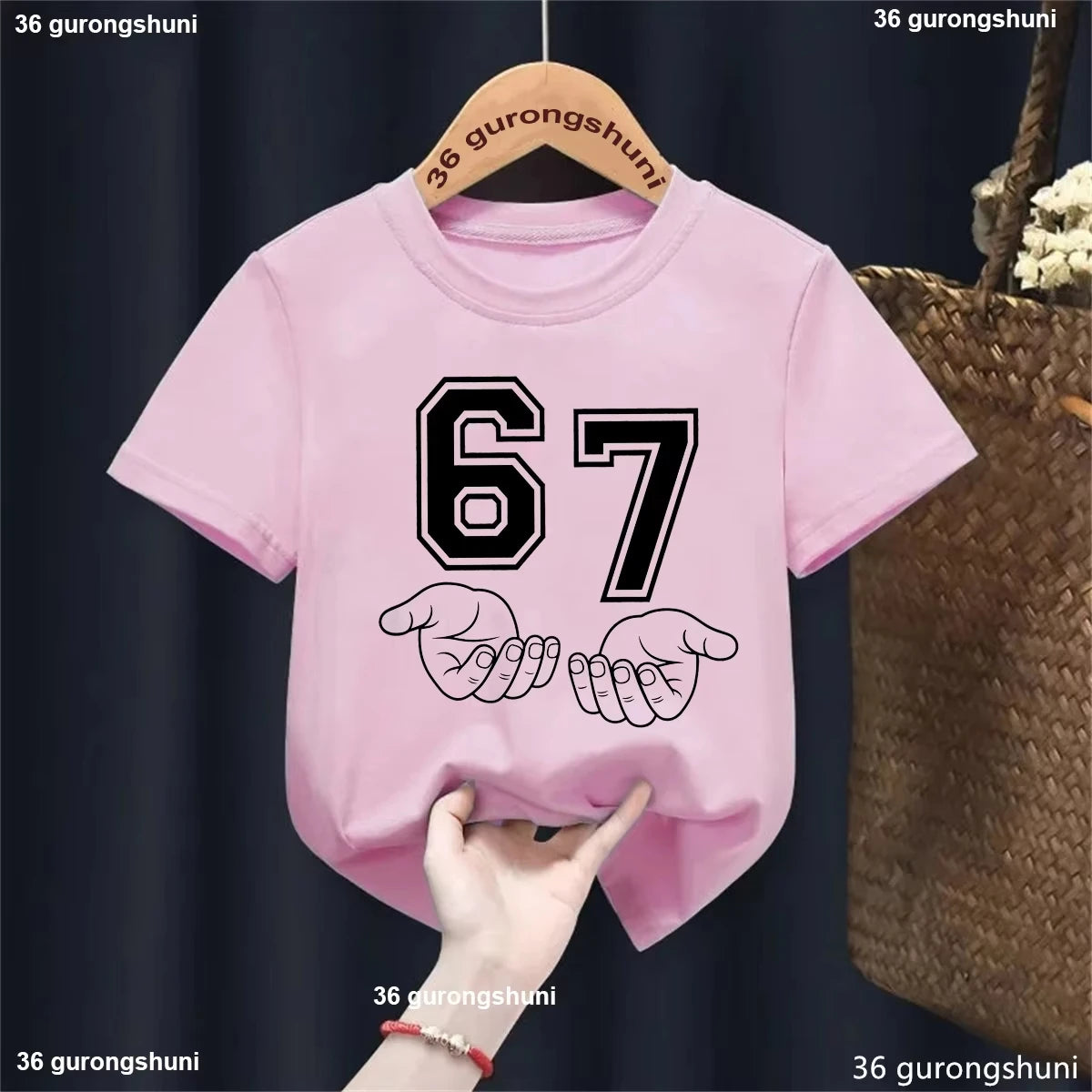 Kids 67 Themed Colorful Print T-Shirt, Soft Cotton Fabric, Breathable and Comfortable, Ideal for Toddlers and Childrendf0224