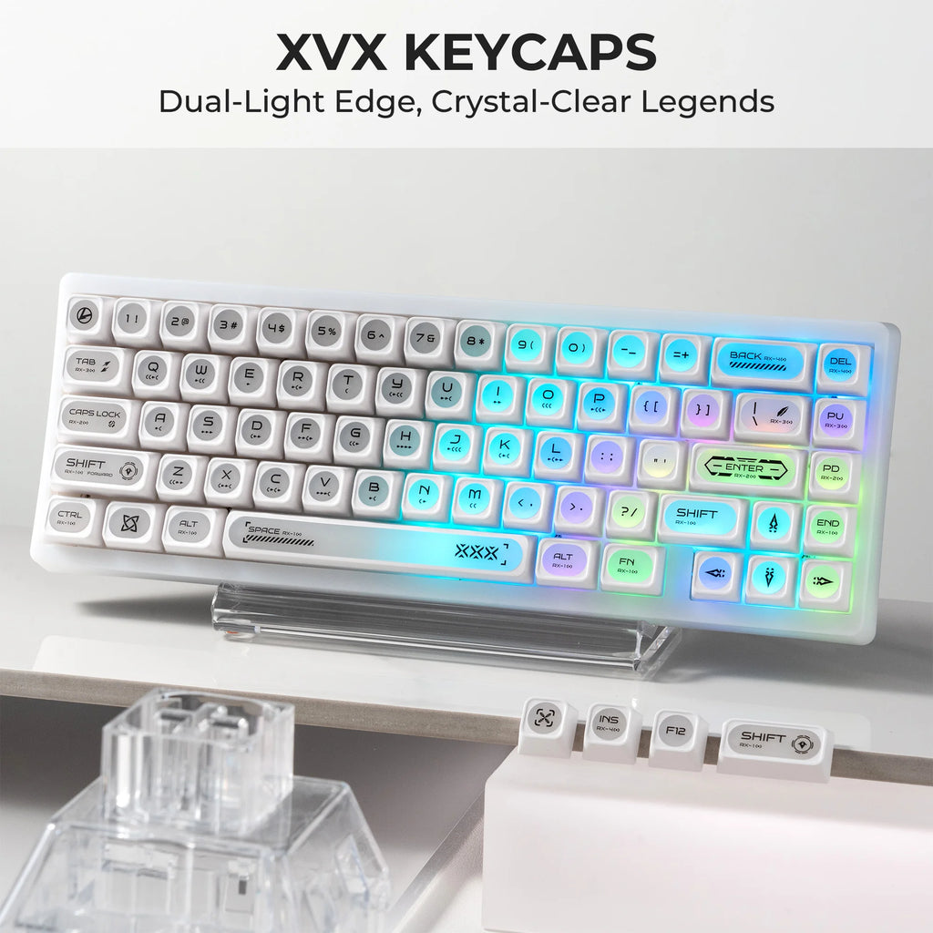 XVX White Shine Through Cats eye MAX Profile Dye-Sub PBT Keycap Set 136-Key