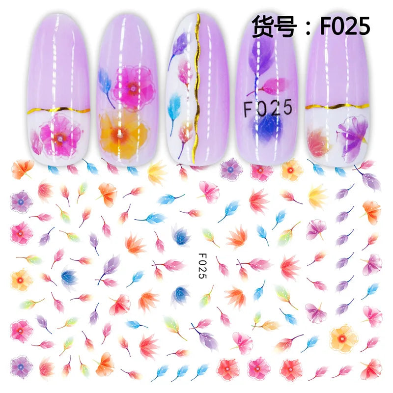 3D Dandelion Peach Blossom Maple Leaf Nail Sticker Nail Art Decoration Color Flower Nail Decal Nail Art Supplies Nail Parts