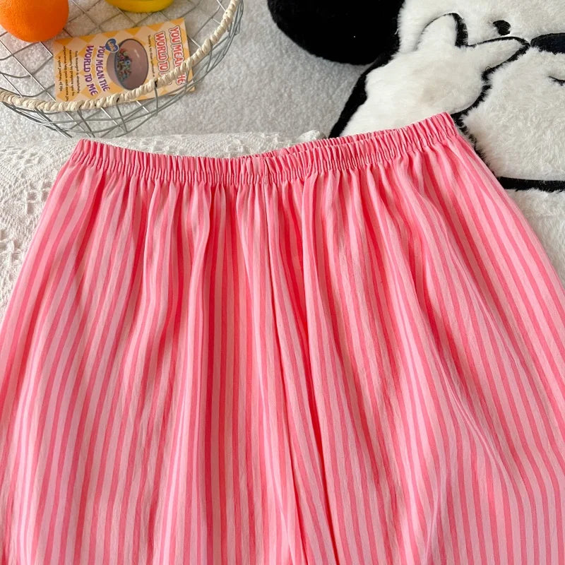 Embroidery Letter Pajamas Set Striped Rabbit Print Autumn Long Sleepwear Home Suit 2025 Lapel Neck New 2 Pcs Women's Pajamas