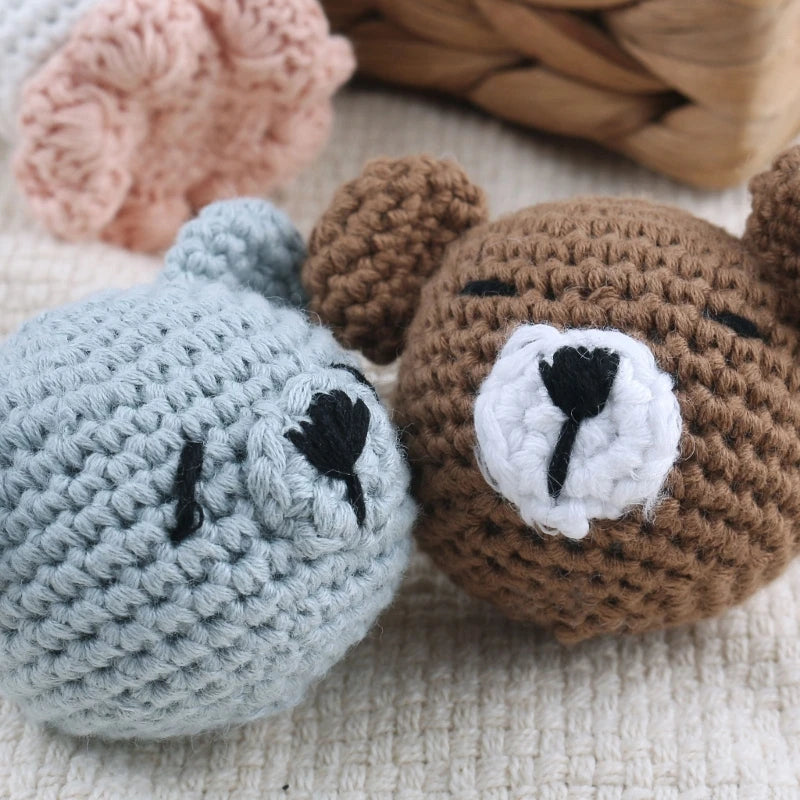 Crochet Animal Baby Pacifier Clip Accessories Handmade Knitted Bunny Teether Beads Newborn Nipple Clip Dummy Soother Holder Toy