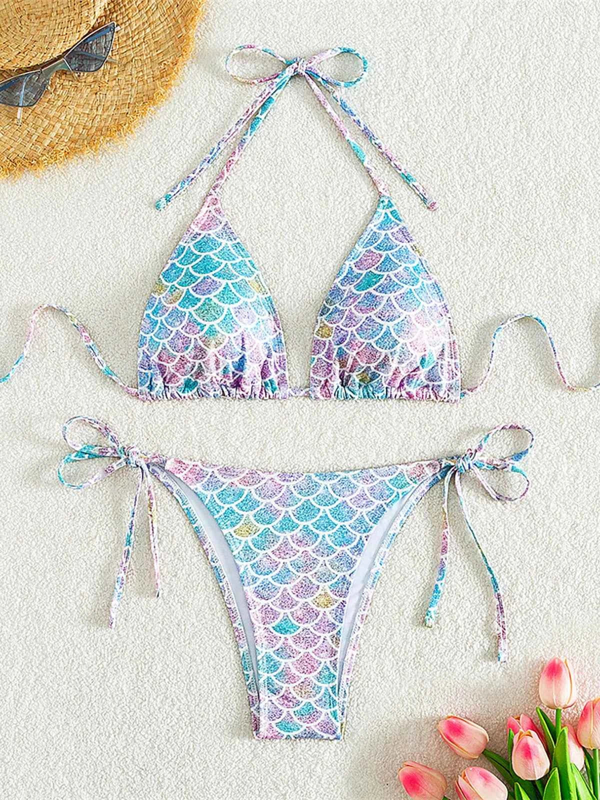 XS - L Printed Halter High Leg Cut Bikini Women Swimwear Female Swimsuit Two-pieces Bikini set Bather Bathing Suit Swim K5302