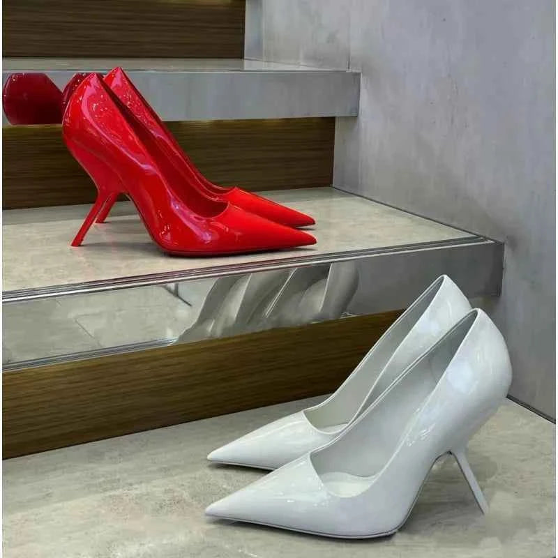 2026 New Style Women's High Heels Shoes Patent leather Pointed Toe Solid Color Night Club Party Shoes Femme Summer Half Slippers