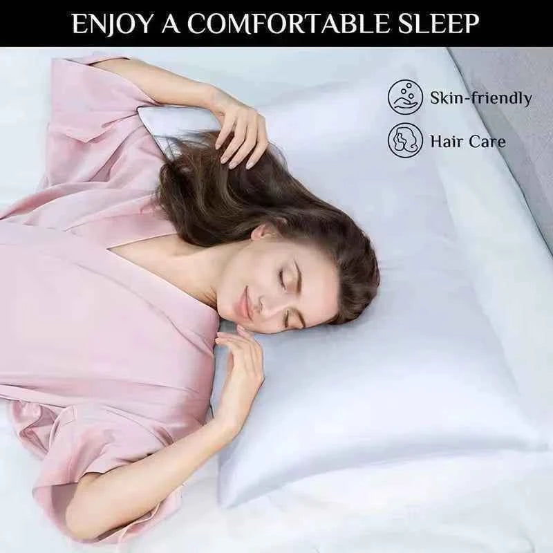 2pcs Satin Silk Pillowcase for Hair and Skin, Coral Pillow Cases Standard Size Set of Super Soft Pillow Case