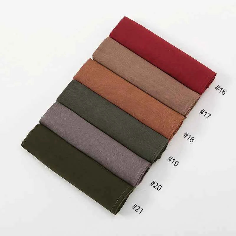 New Muslim Hijabs for Women Scarf Thin Plain Shawls Femme Musulman Soft Viscose Rayon Headscarf Islamic Turban Headband 190x85cm