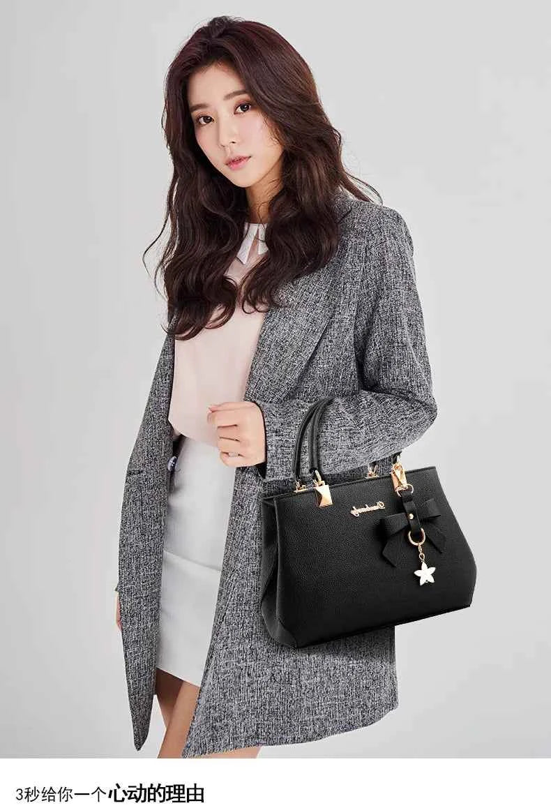 Yogodlns Elegant Women Messenger Bags with flower pendant Office Ladies Totes Pure Leather Handbag for female Crossbody Shoulder