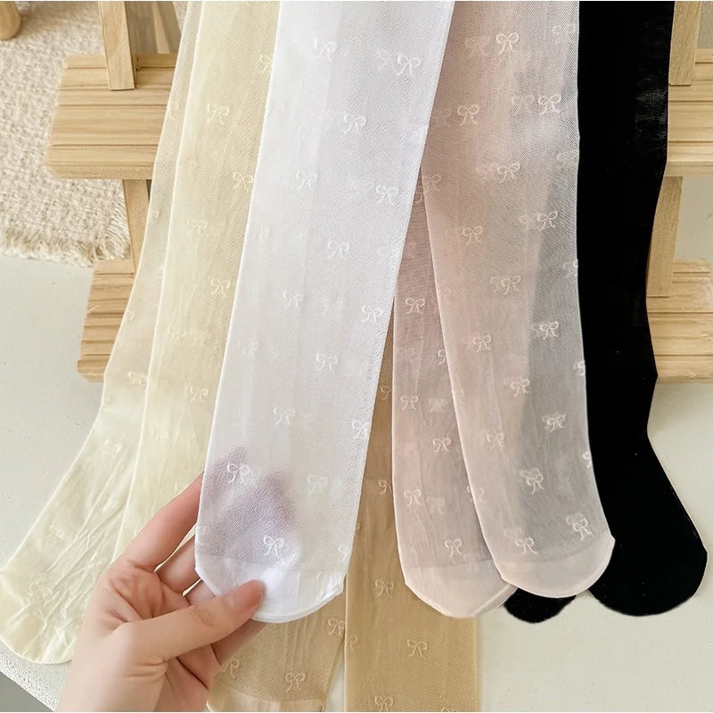 Summer Kids Thin Tights Girls Fashion Bow Print Stockings Baby Mesh Breathable Princess Pantyhose Children Ballet Dance Leggings