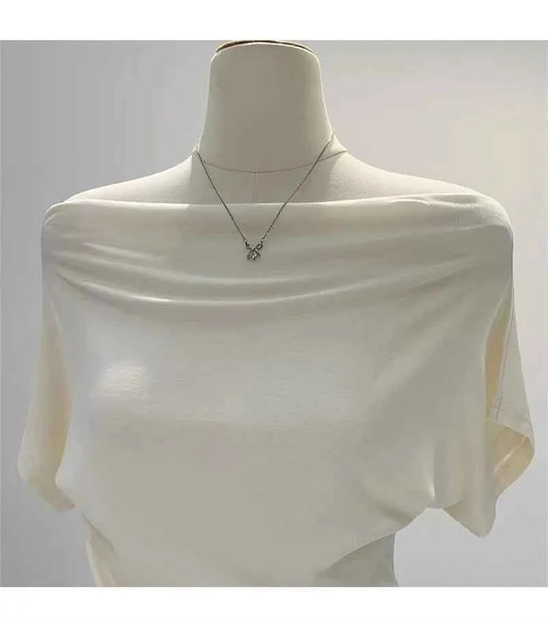 Summer One Shoulder Black Women's T-shirt Short Sleeve Korean Style Slimming Top Exposed Shoulder Fashionable