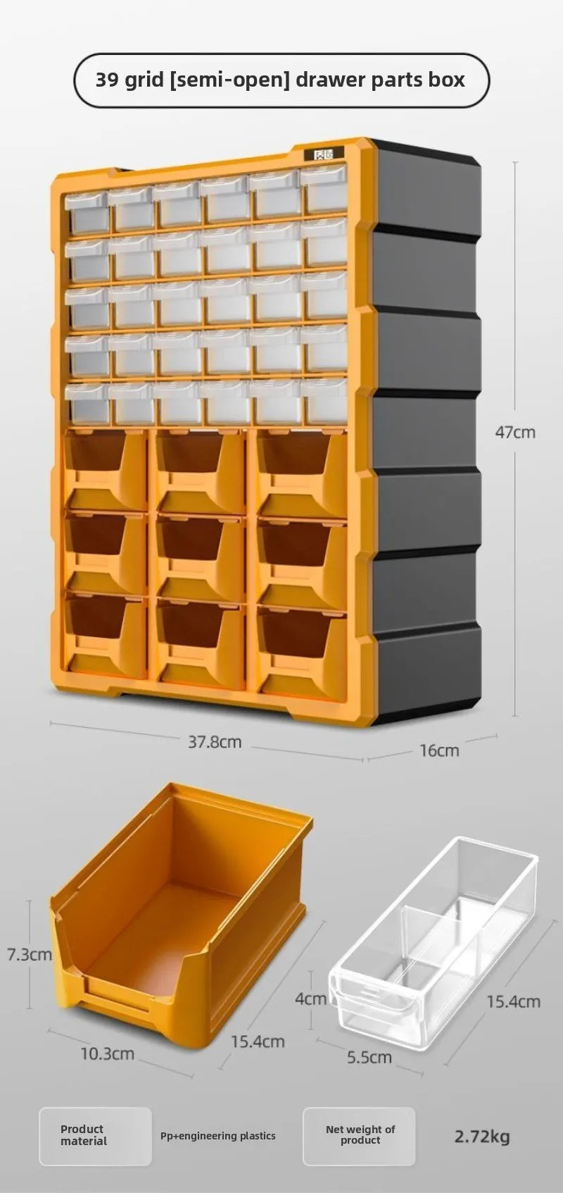 Hardware Toolbox Hanging Design Tool Parts Box Drawer-type Classification Storage Box Sturdy and Durable Tools Packaging