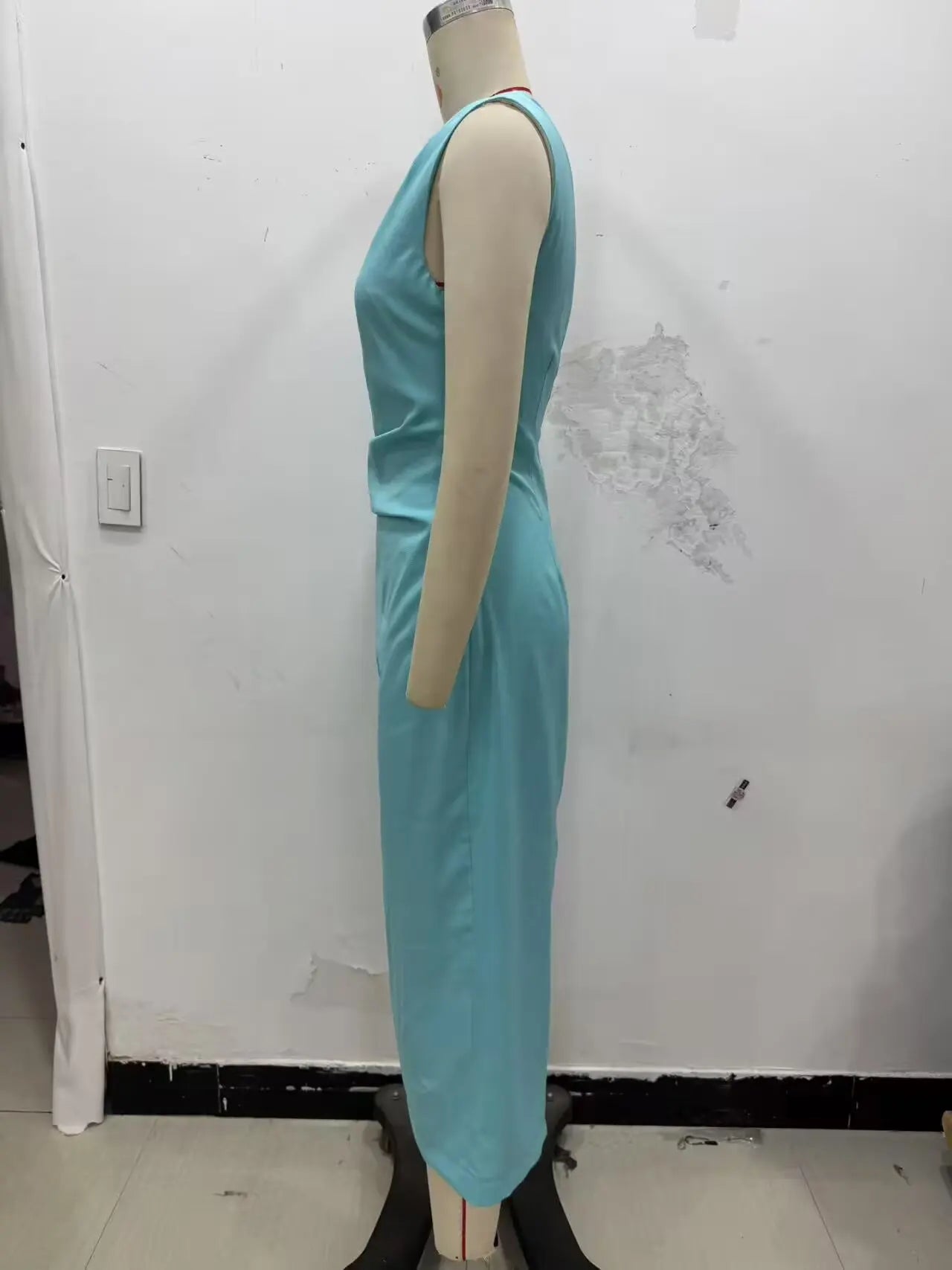 HH Woman's Summer Sexy Fashion Long Dress Solid Sleeveless Asymmetry Dresses Female Holiday Style Slit Slim Chic Dress