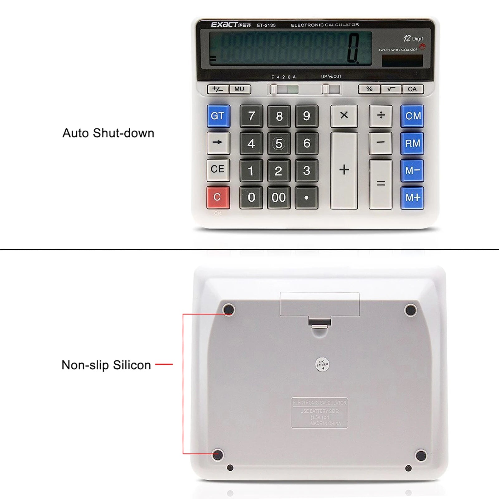 Large Computer Electronic Calculator Counter Solar & Battery Power 12 Digit Display Multi-functional Big Button  for Office