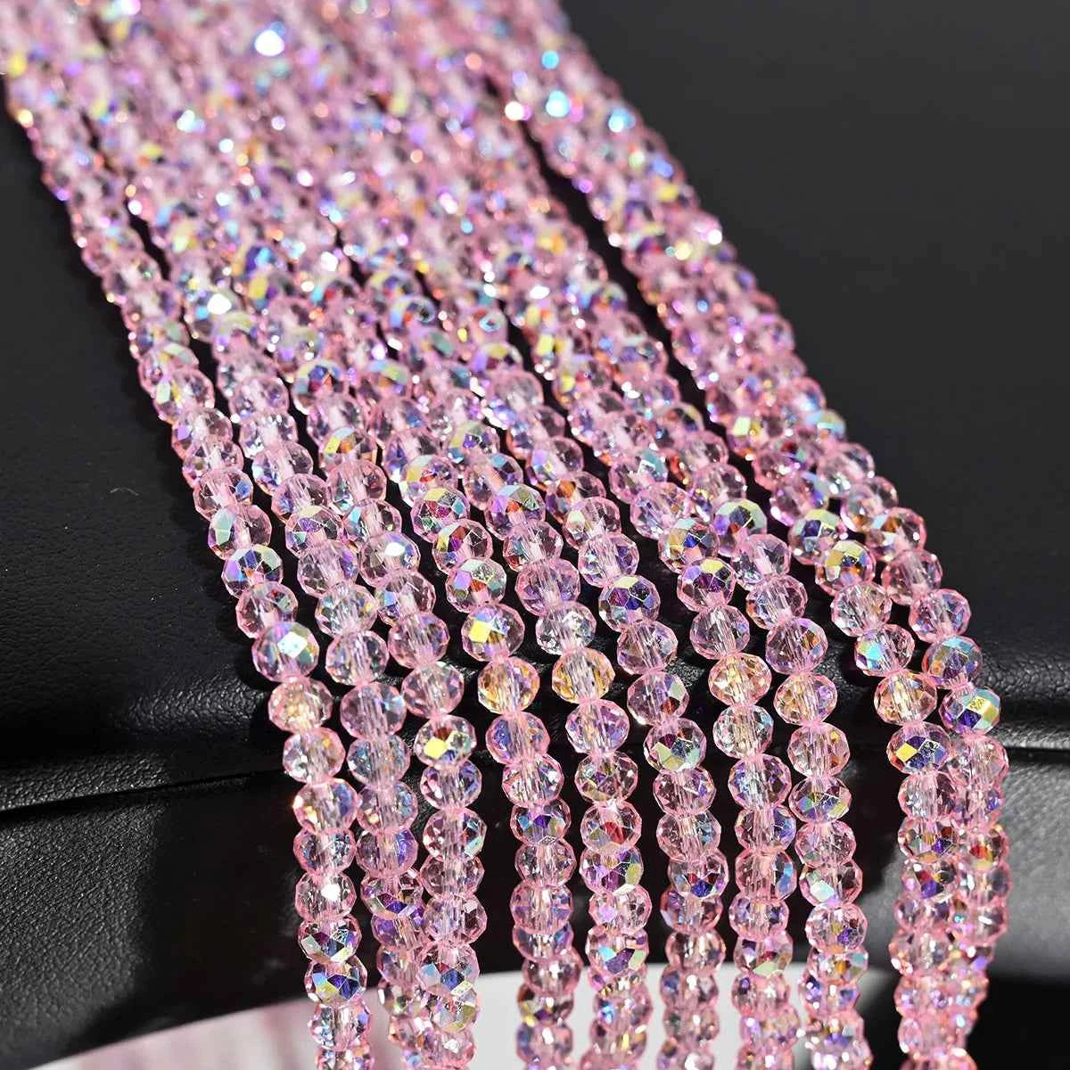 1 Strand 4MM Artificial Crystal Glass Beads Round AB Clear Faceted Loose Spacer Bead for Jewelry Making DIY Bracelet Necklace
