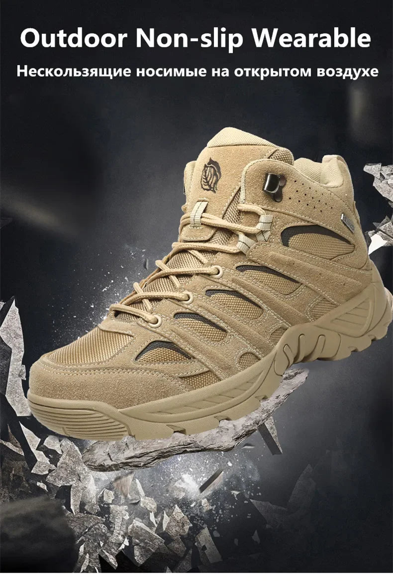 New Men's Boots Fashion Outdoor Boots Breathable Hiking Boots Autumn Shoes Sneakers lightweight Non-slip Men Desert Ankle Boots