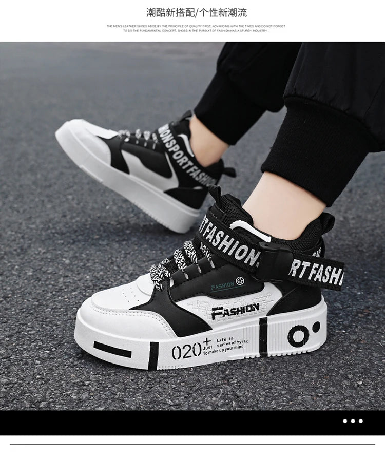 Kids Fashion Sports Shoes Boys High Top Board Shoes Leisure Breathable Outdoor Children Running Sneakers boys Child Casual Shoes