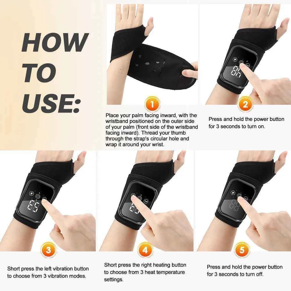 Electric Heating Wrist Guard Vibration Massage Hot Compress Wrist Brace Ankle Wrap Hand Foot Protector Rechargeable Wristband